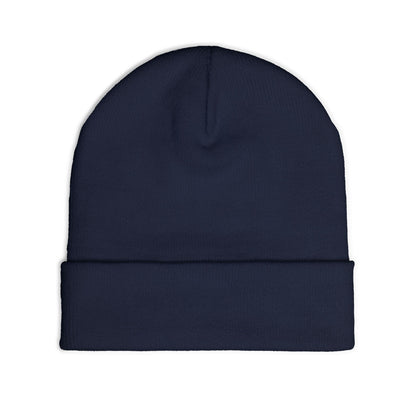 Embroidered Mystic Eye Knit Beanie — Purple & Gold Spiritual Winter Hat