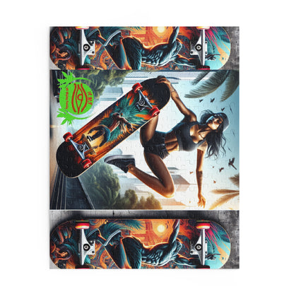 Skateboard Girl Puzzle — 120/252/500-Piece Urban Skate Art Jigsaw