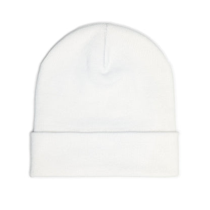 Embroidered Mystic Eye Knit Beanie — Purple & Gold Spiritual Winter Hat