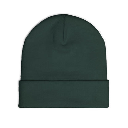 Embroidered Mystic Eye Knit Beanie — Purple & Gold Spiritual Winter Hat