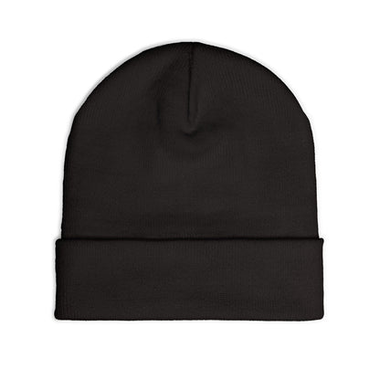 Embroidered Mystic Eye Knit Beanie — Purple & Gold Spiritual Winter Hat