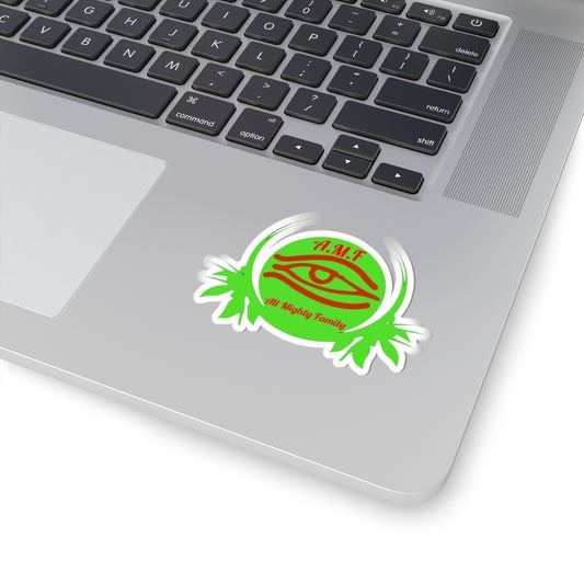 AMF All Mighty Family Logo-Cut Stickers - Trendy Green Eye Design