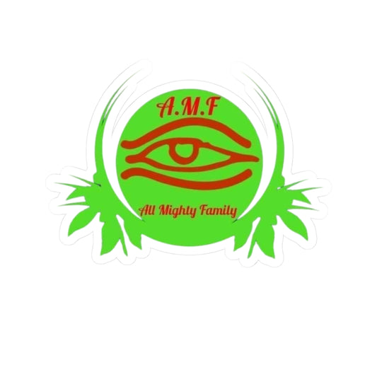 AMF All Mighty Family Logo-Cut Stickers - Trendy Green Eye Design